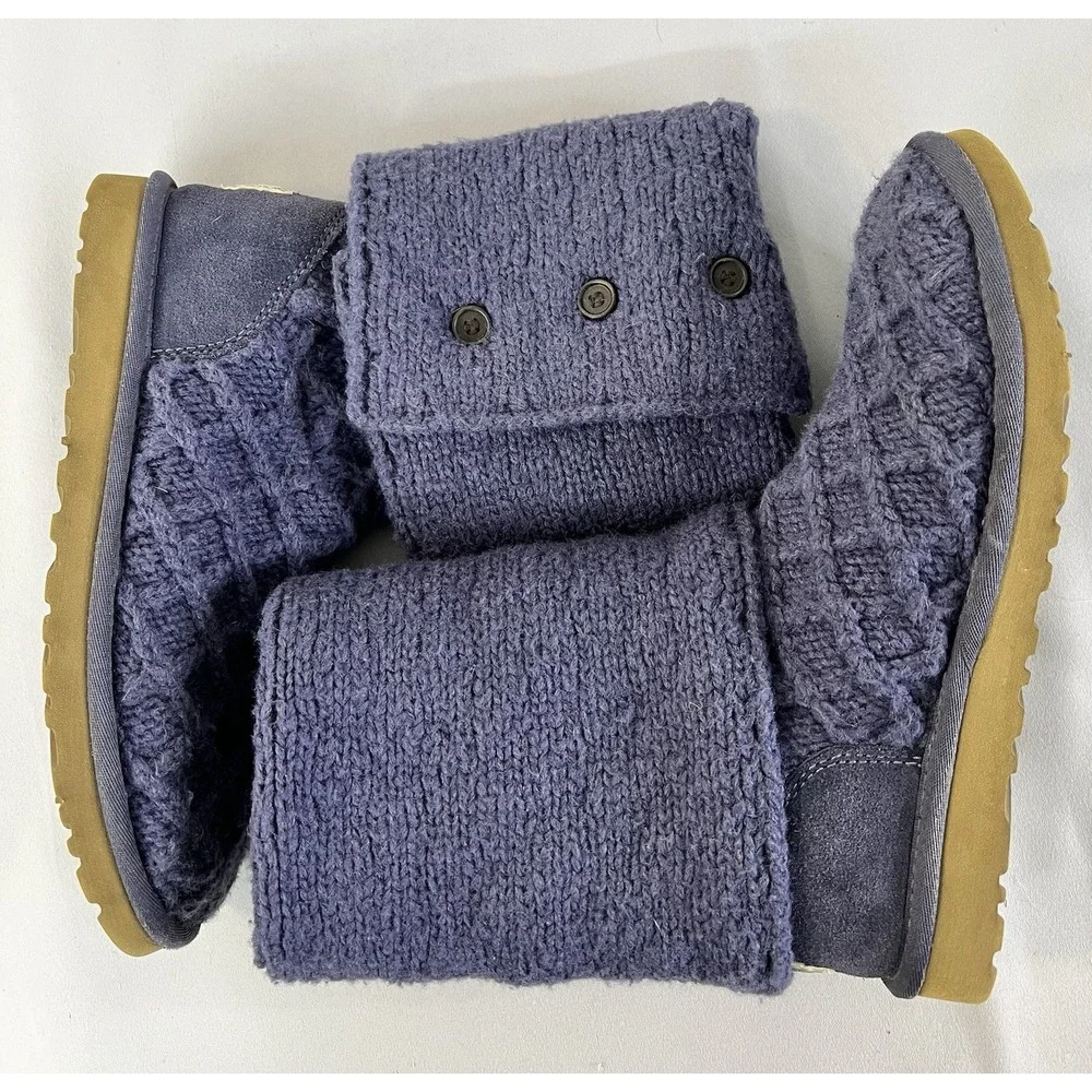 UGG Boots Womens Sz 8 Australia Knit Fold‎ Over Purple Sweater